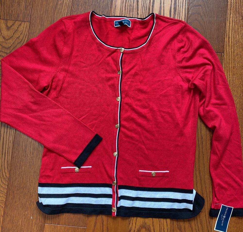 NWT Karen Scott Women's Red Long Sleeve Button Cardigan Sweater Size XL